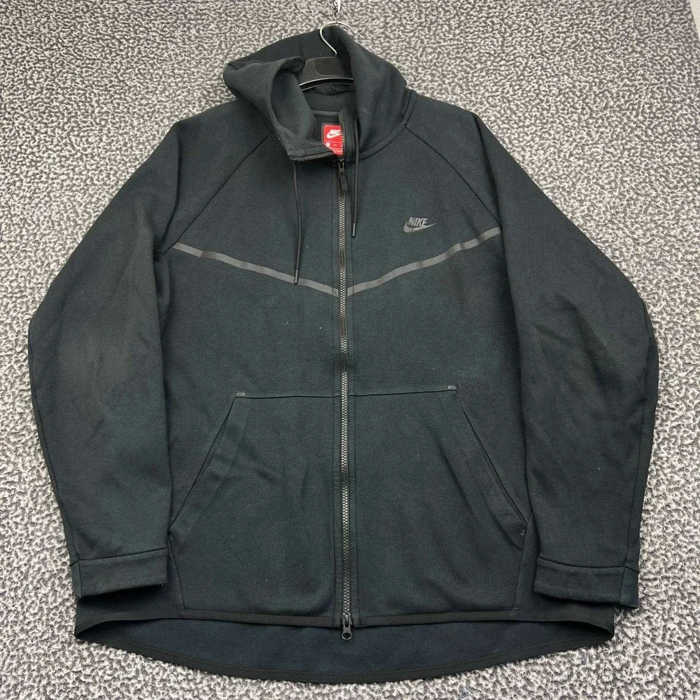 Nike Tech Fleece Hoodie Men XXL Black Full Zip Long Sleeve Pocket 2XL